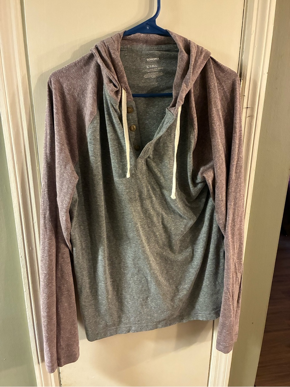Men’s Large Tall Sonoma Goods For Life Gray  Hoodie with Muave Sleeves & Hood